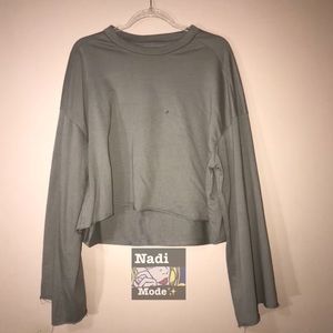 Rue21 Olive Raw Cut Bell Sleeve Sweatshirt